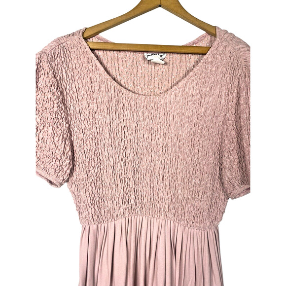 1960s Dress Pink 6P Pleat Skirt Scrunch Bodice Cottagecore Delicate Romantic Vtg - Picture 3 of 9